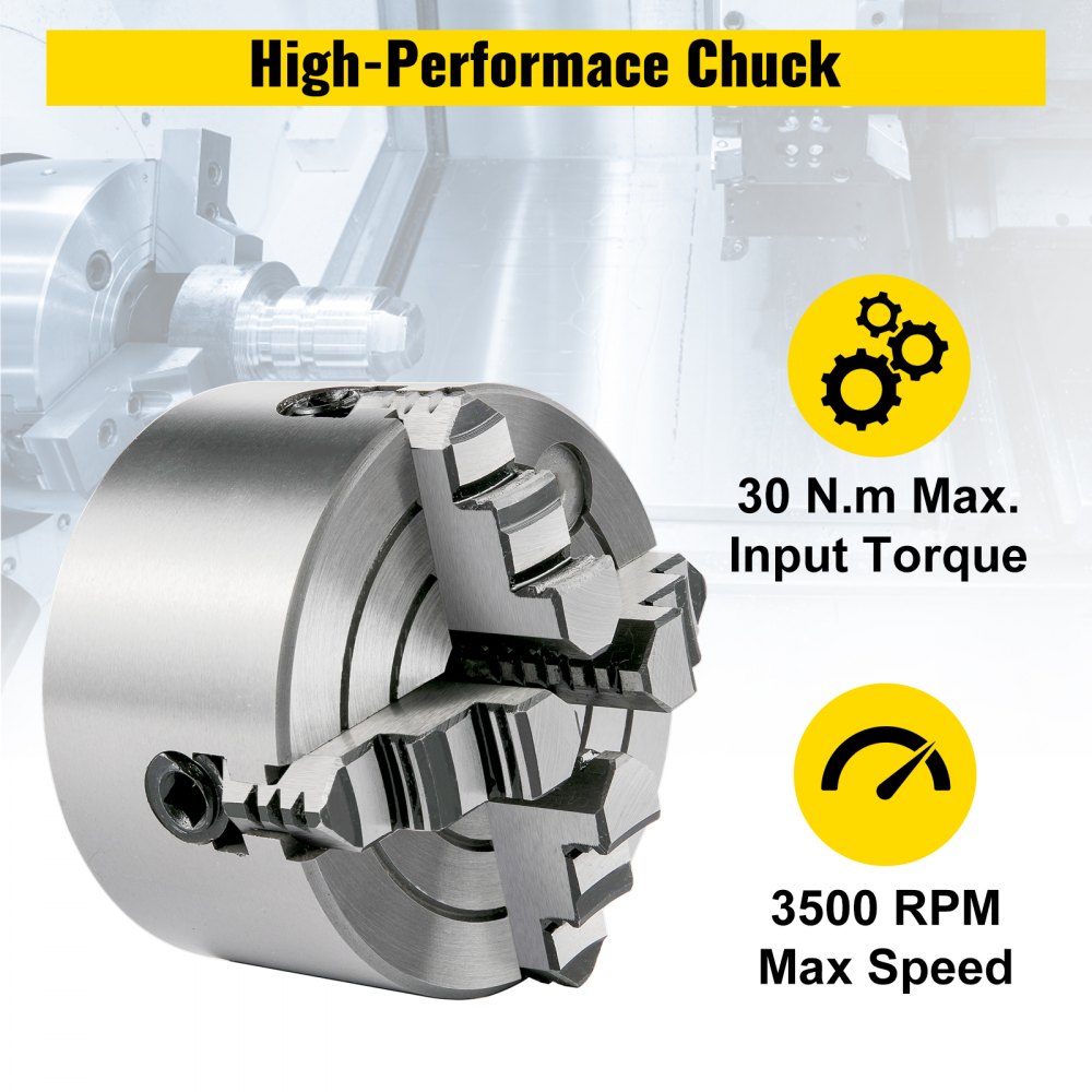Vevor Mandril De Torno De Metal 100 Mm Torno Mandril Autocentrado 4 Mordazas