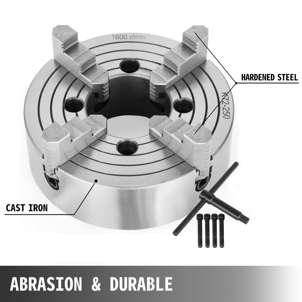 Portabrocas De Torno De 4 Mordazas Reversibles K72-250 Torno Chuck De 250mm