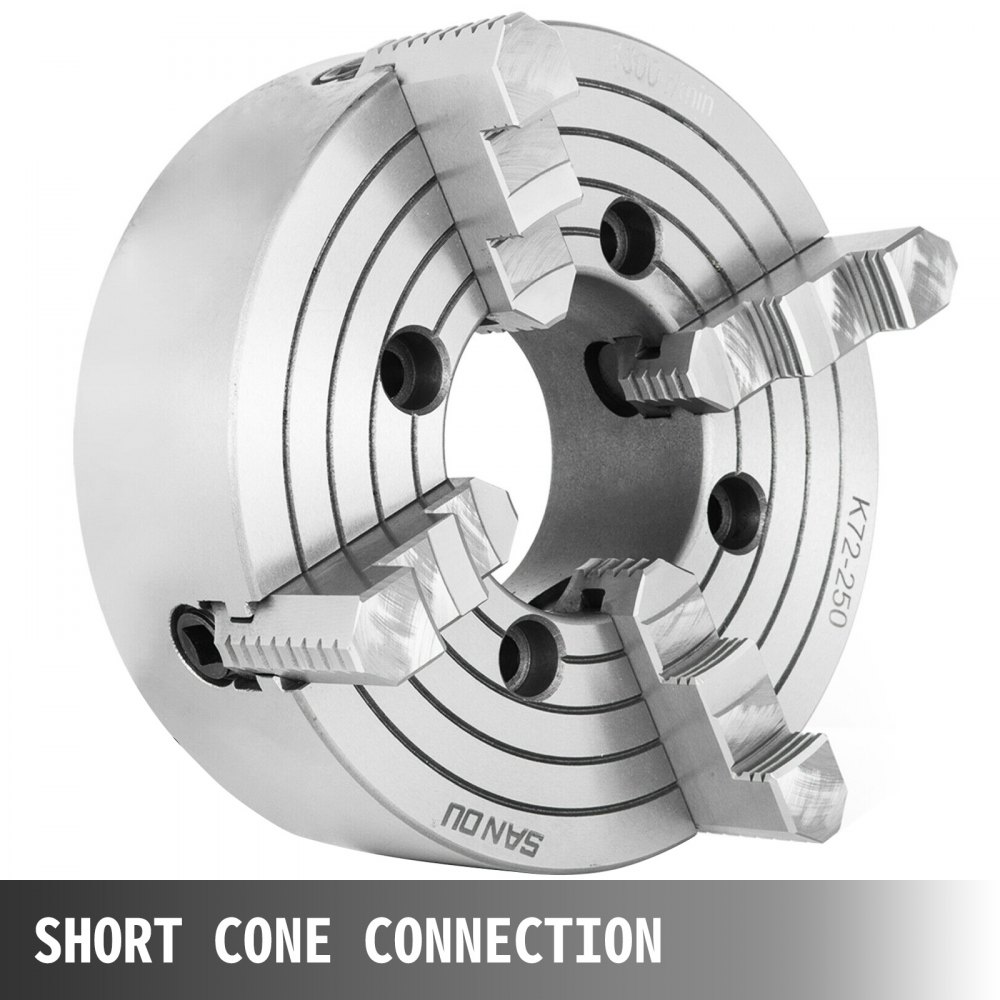 Portabrocas De Torno De 4 Mordazas Reversibles K72-250 Torno Chuck De 250mm