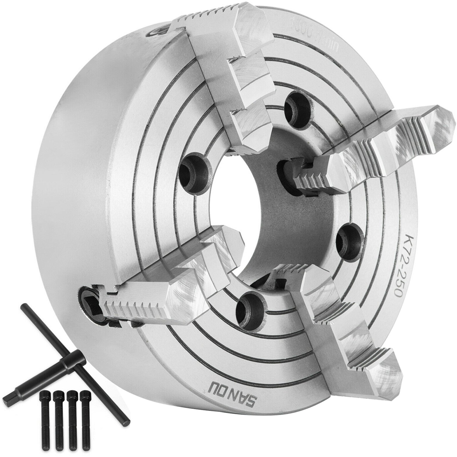 Portabrocas De Torno De 4 Mordazas Reversibles K72-250 Torno Chuck De 250mm