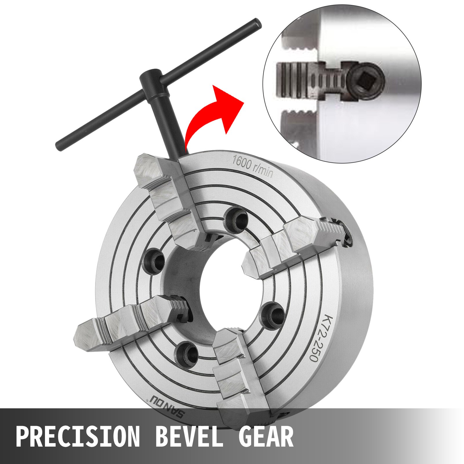 Portabrocas De Torno De 4 Mordazas Reversibles K72-250 Torno Chuck De 250mm