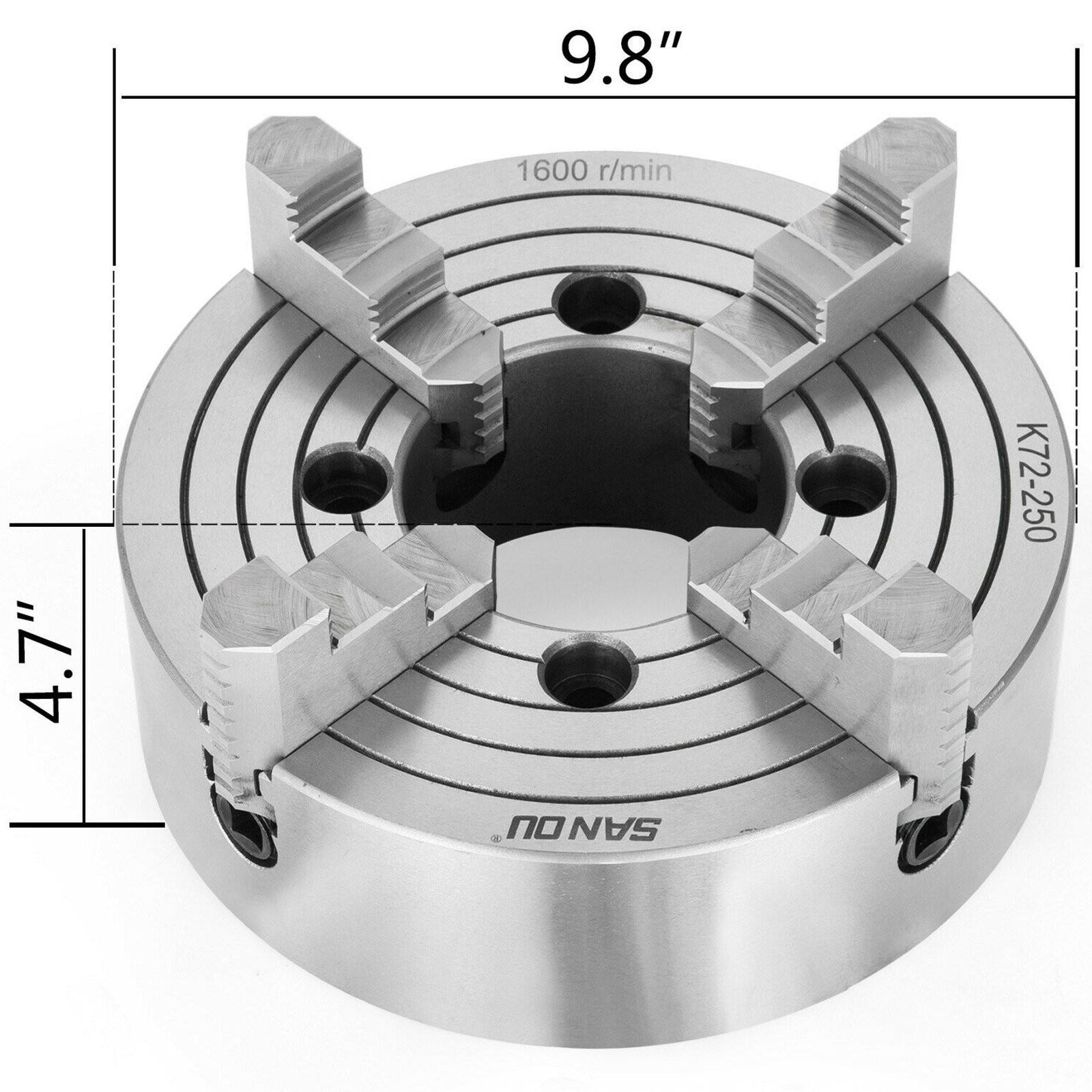 Portabrocas De Torno De 4 Mordazas Reversibles K72-250 Torno Chuck De 250mm