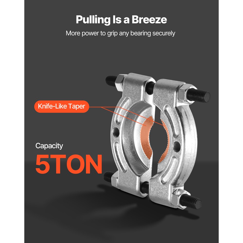 VEVOR Kit Extractor de Rodamientos, 14 uds, Separador y Divisor de Rodamientos con Estuche, con Capacidad de 5 T, con Mordazas 50 a 70 mm, para Diversos Tamaños de Engranajes, Poleas y Volantes