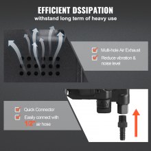 VEVOR Llave de impacto neumática de 1 pulgada, hasta 2750 pies-libras, salida de par inversa de 1 pulgada, pistola de impacto neumática ligera con 2 asas para reparaciones y mantenimiento resistentes