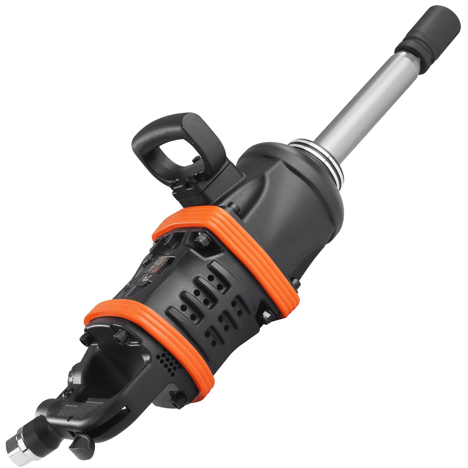 Llave de impacto neumática VEVOR negra con detalles en naranja y mango largo de acero.