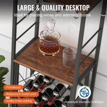 VEVOR Mueble bar industrial de 155 cm, estante de cocina para licores y copas, aparador con soporte para copas y botellero, mueble de bar de café independiente de madera para salón, hogar, bar en casa
