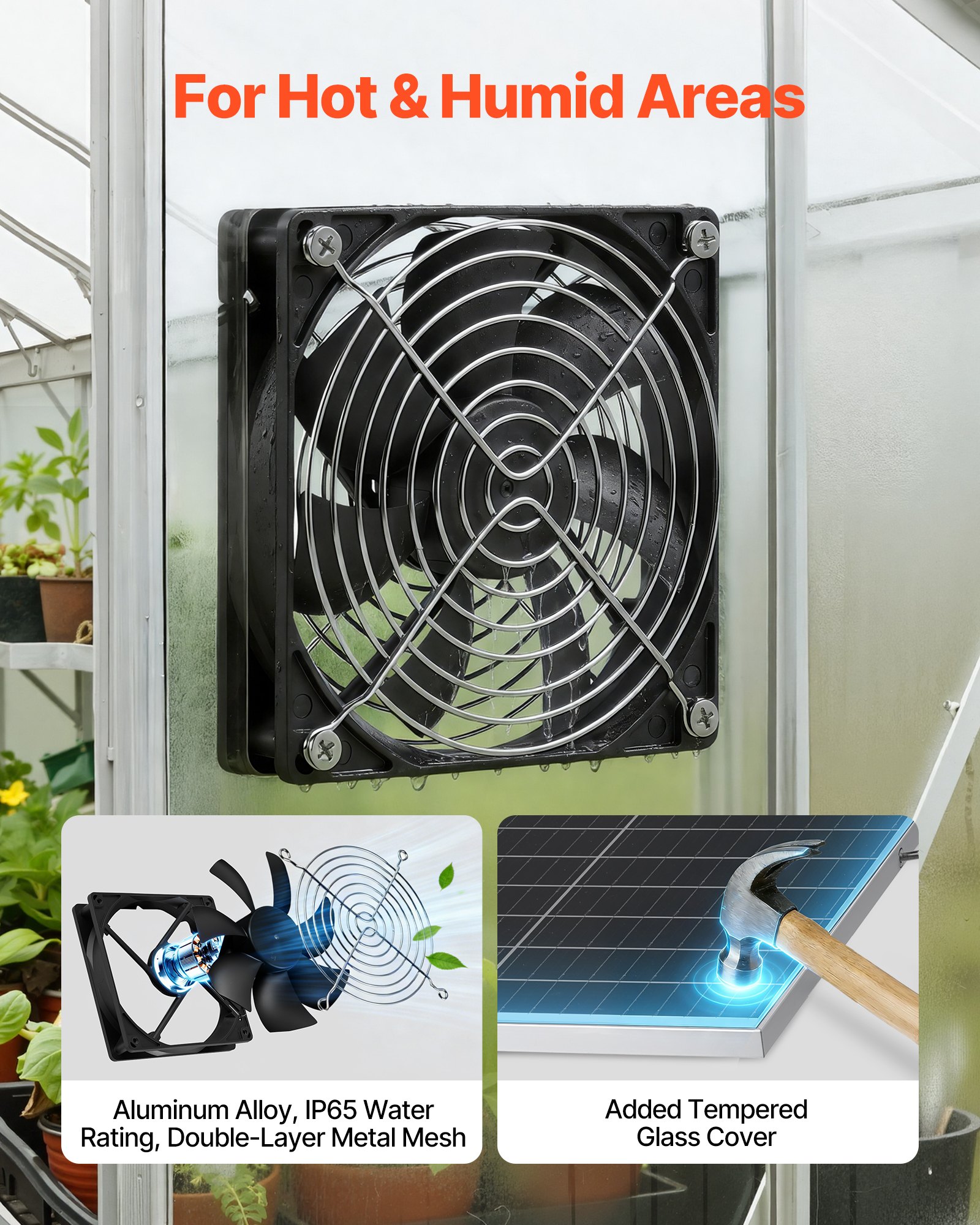VEVOR Ventilador Solar 400 CFM Doble Ventilador, Panel Solar 30W Ajustable, Alta Velocidad de 2668 RPM, Intercambio de Aire para Invernadero, Gallinero, Carpa de Cultivo, Montaje en Suelo Techo Pared