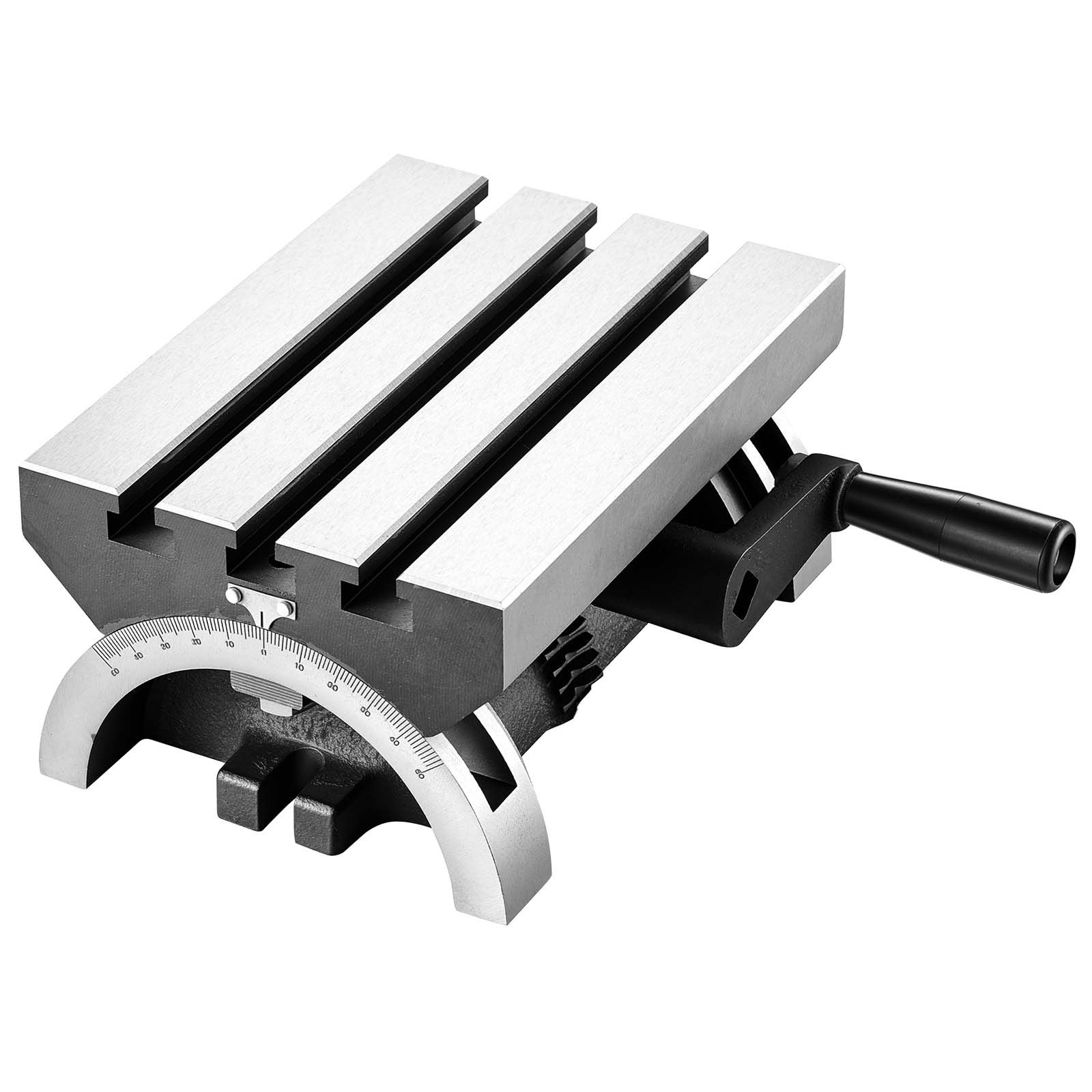 VEVOR Mesa de Fresado Inclinable 18x13 cm, Cuerpo de Hierro Fundido, Robusta y Duradera, Ajuste de 0° a 45° a Izquierda y Derecha, Engranaje Helicoidal, Escala de Precisión, para Fresadora y Taladro