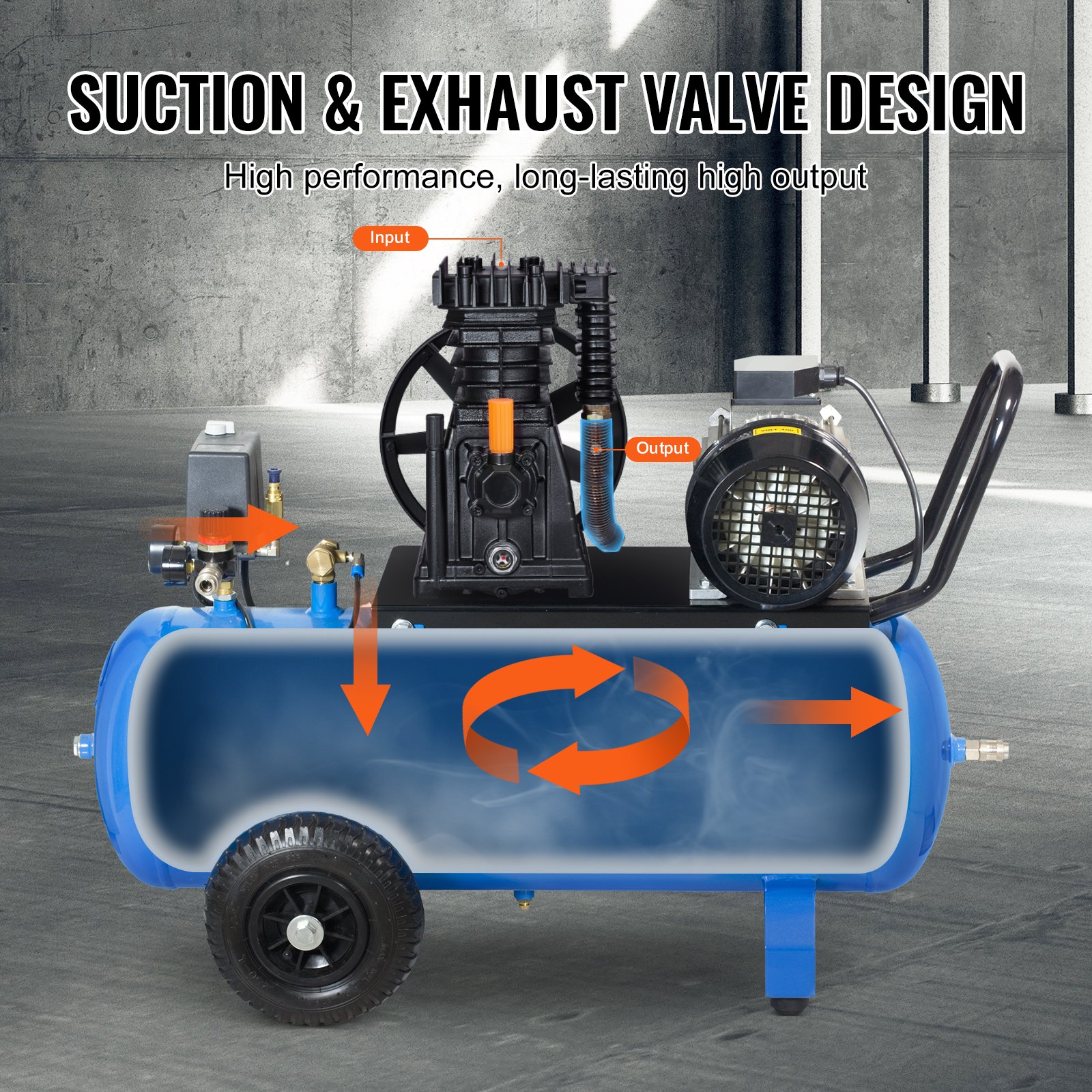 VEVOR Cabezal de Bomba de Compresor de Aire, 3 HP, 5,8 CFM a 90 PSI, Lubricado con Aceite de Cilindro Doble de Aluminio de Una Etapa con Presión Máxima de 116 PSI, 164 L/min, 300 x 265 x 335 mm