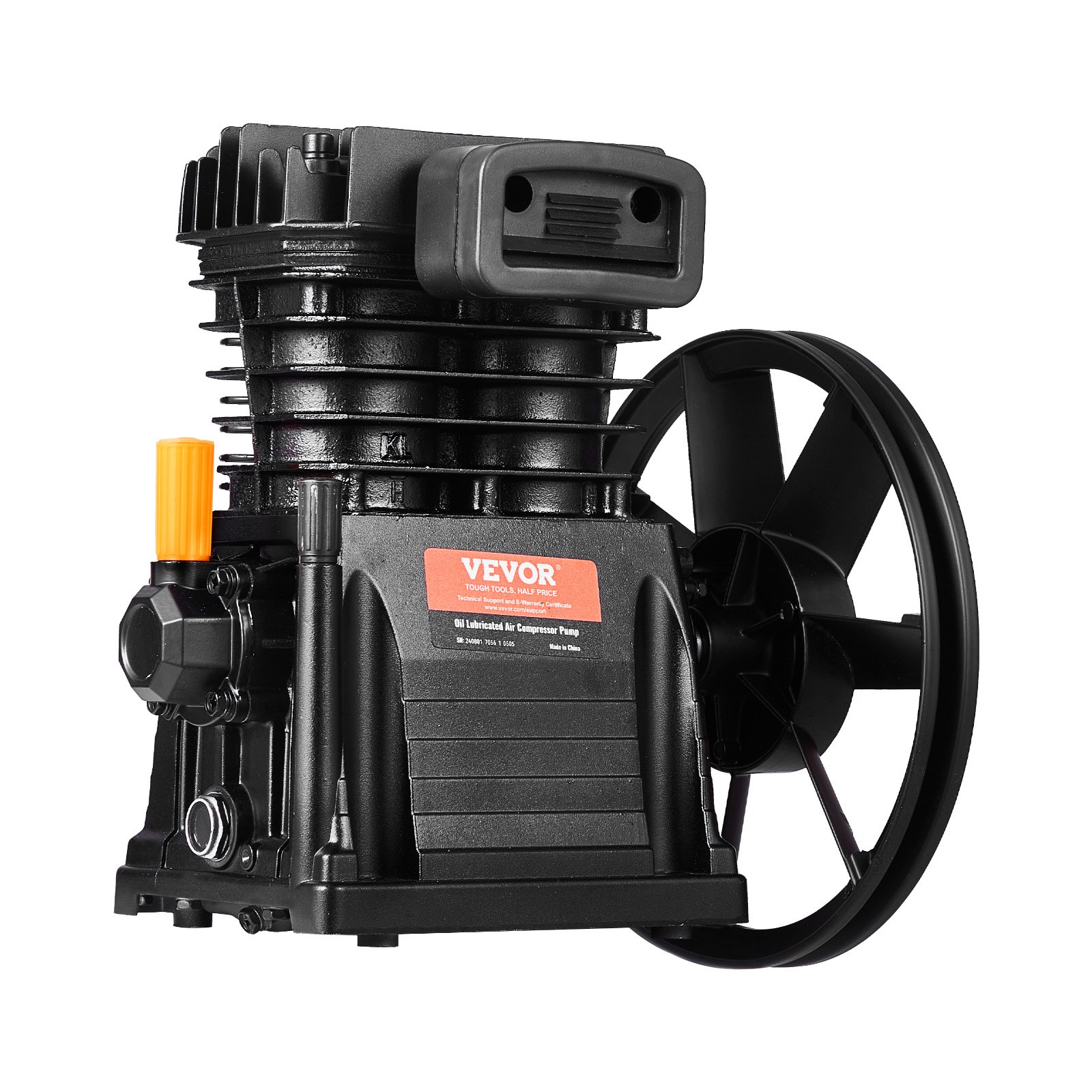 VEVOR Cabezal de Bomba de Compresor de Aire, 3 HP, 5,8 CFM a 90 PSI, Lubricado con Aceite de Cilindro Doble de Aluminio de Una Etapa con Presión Máxima de 116 PSI, 164 L/min, 300 x 265 x 335 mm