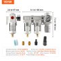 VEVOR Regulador de filtro de compresor de aire, separador de agua de compresor de aire 3/8" NPT 5μm, secado de aire de drenaje semiautomático con elemento filtrante de latón, doble etapa, 7,5-125 PSI