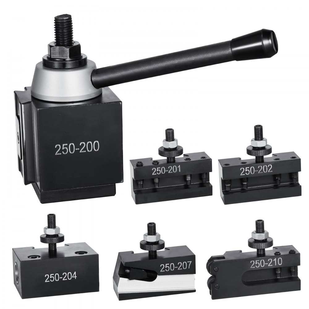 VEVOR 6 PCS Juego de Postes de Herramientas con Portaherramientas de Torno, Poste de Herramientas Tipo Cuña con Accesorios de Portaherramientas de Torneado para Minitorno y Torno de Metal de 254-381mm