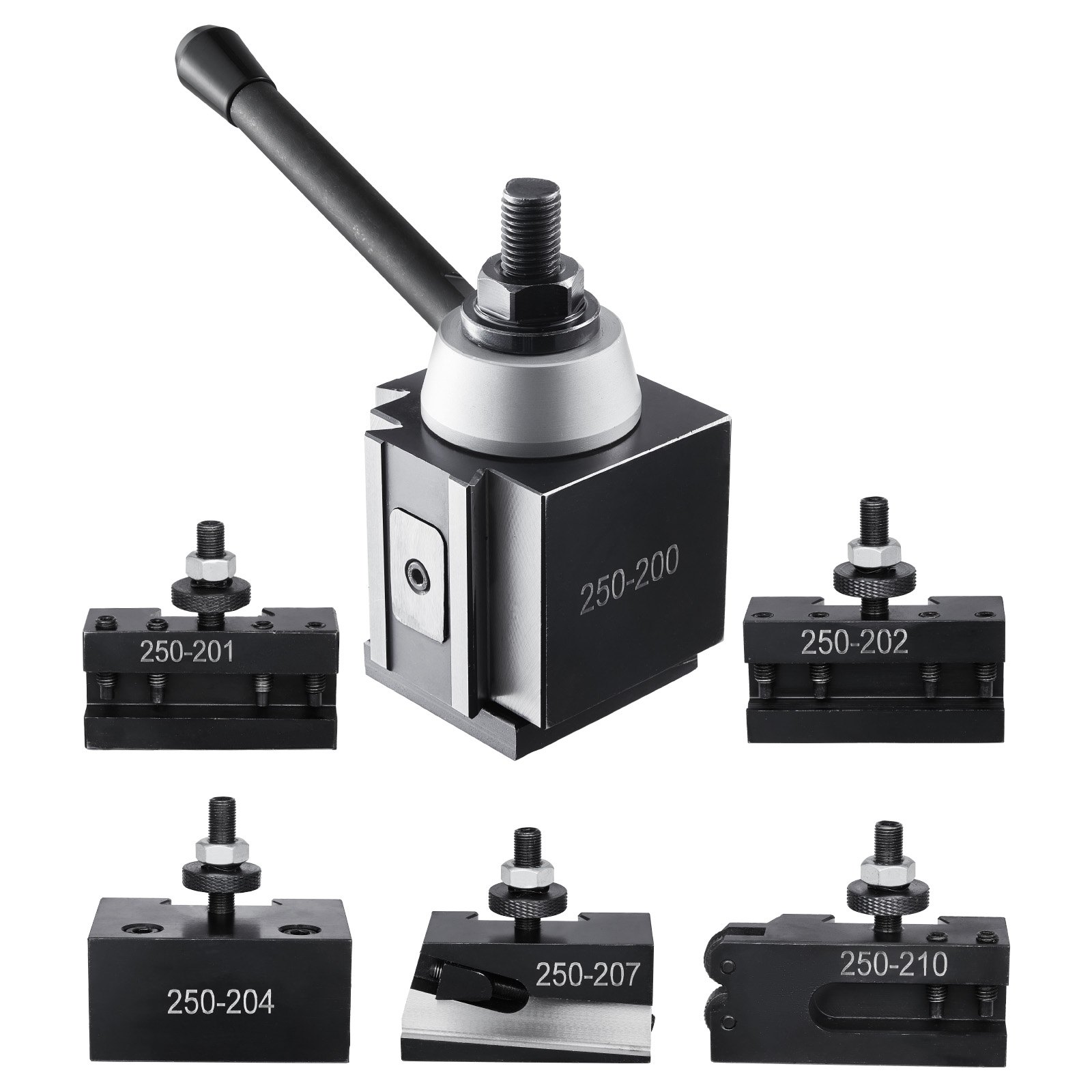 VEVOR 6 PCS Juego de Postes de Herramientas con Portaherramientas de Torno, Poste de Herramientas Tipo Cuña con Accesorios de Portaherramientas de Torneado para Minitorno y Torno de Metal de 254-381mm