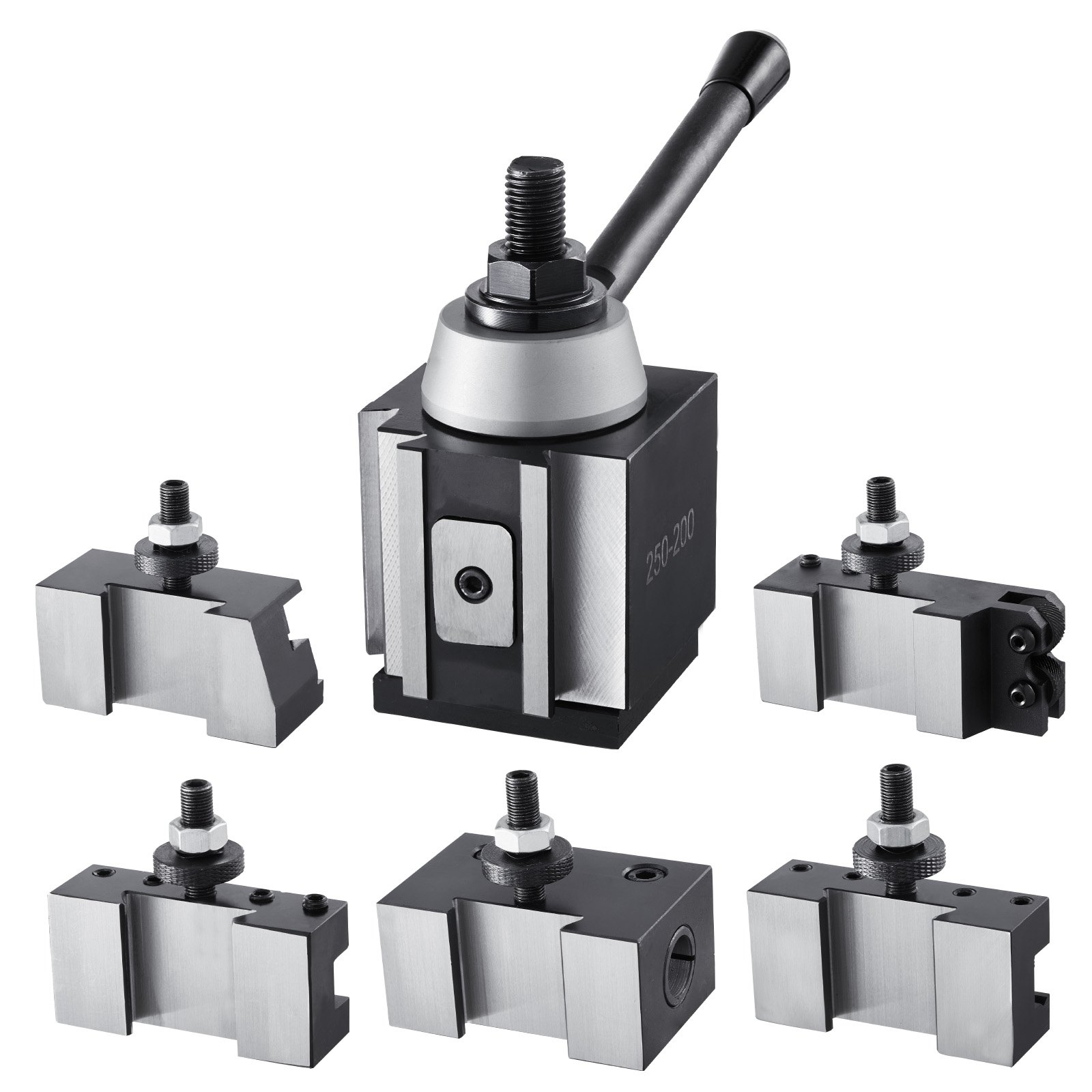 VEVOR 6 PCS Juego de Postes de Herramientas con Portaherramientas de Torno, Poste de Herramientas Tipo Cuña con Accesorios de Portaherramientas de Torneado para Minitorno y Torno de Metal de 254-381mm