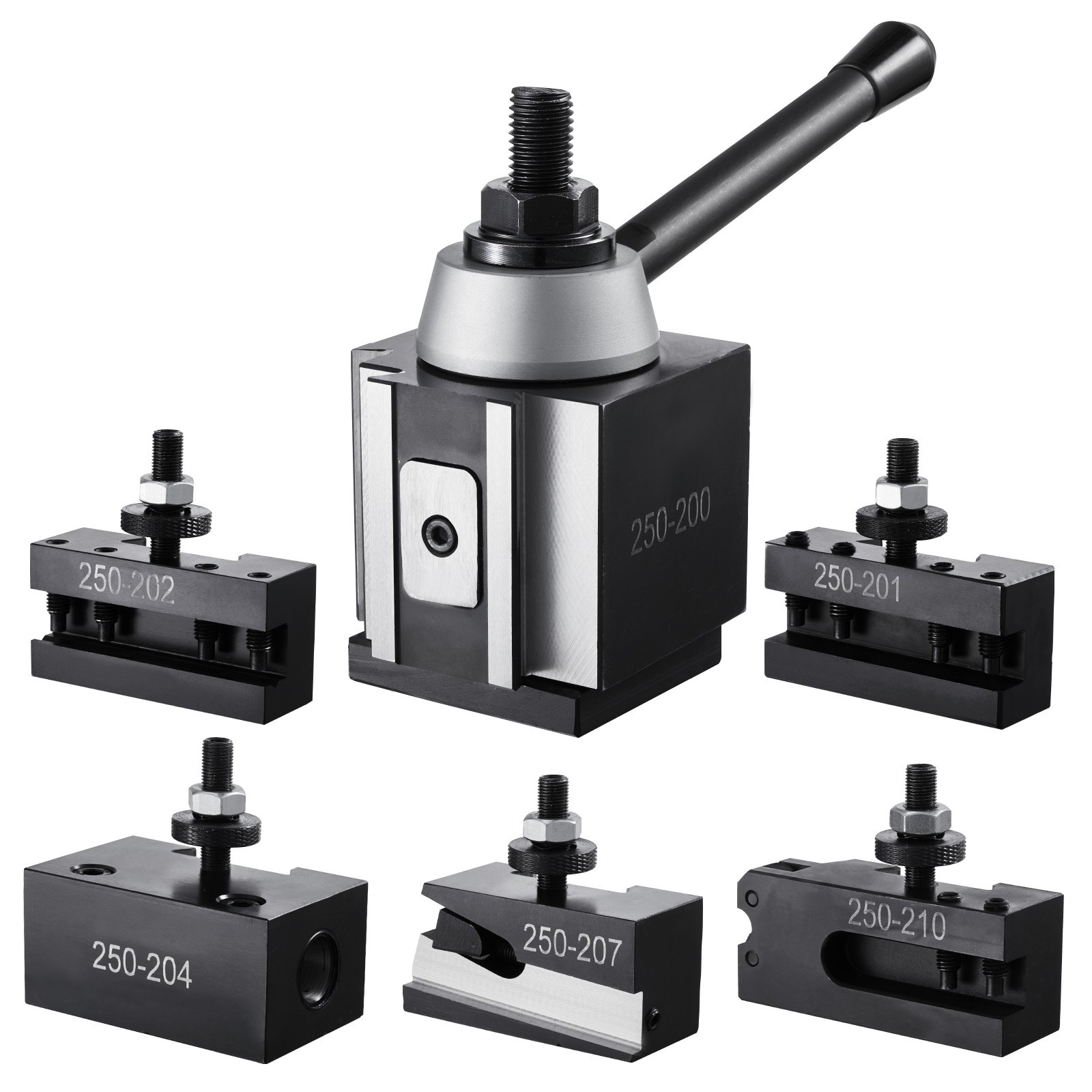 VEVOR 6 PCS Juego de Postes de Herramientas con Portaherramientas de Torno, Poste de Herramientas Tipo Cuña con Accesorios de Portaherramientas de Torneado para Minitorno y Torno de Metal de 254-381mm