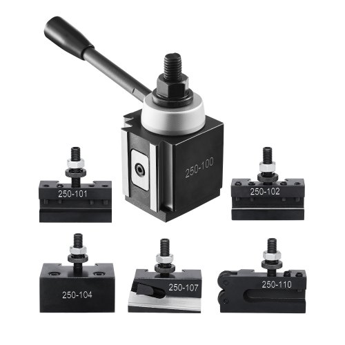 VEVOR Juego de 6 Portaherramientas de Cambio Rápido, Poste de Herramienta Tipo Cuña con Accesorios de Portaherramientas de Torneado, apto para Minitorno y Torno de Metal de 152,4 a 305 mm