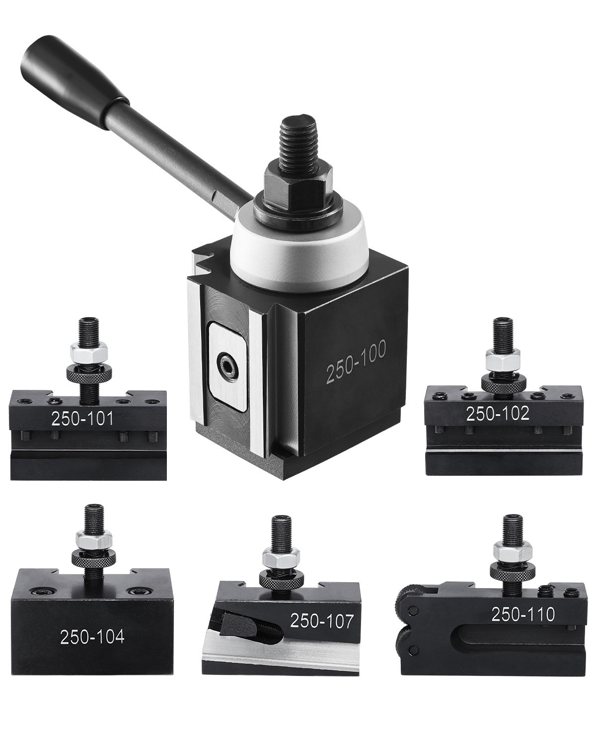VEVOR Juego de 6 Portaherramientas de Cambio Rápido, Poste de Herramienta Tipo Cuña con Accesorios de Portaherramientas de Torneado, apto para Minitorno y Torno de Metal de 152,4 a 305 mm