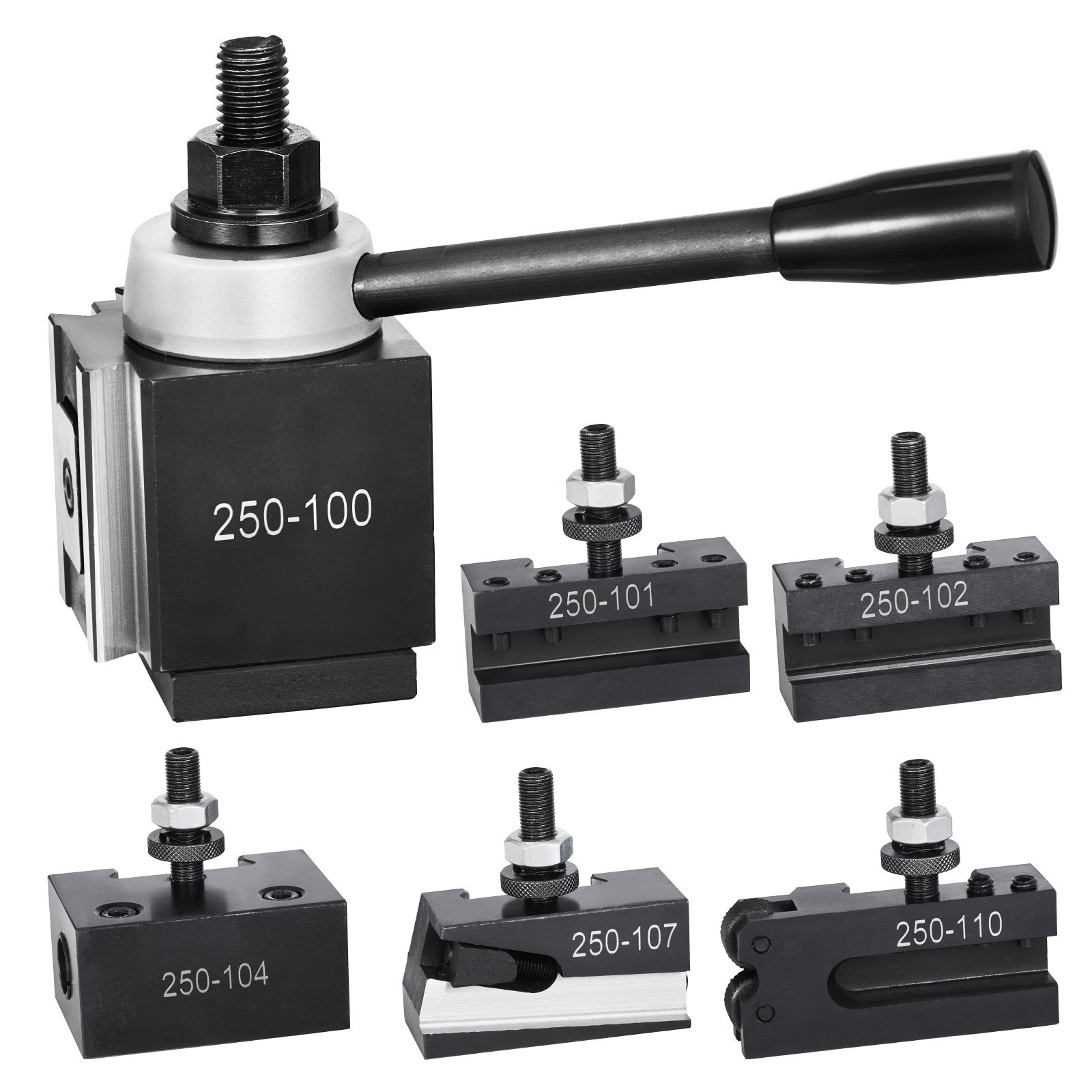VEVOR Juego de 6 Portaherramientas de Cambio Rápido, Poste de Herramienta Tipo Cuña con Accesorios de Portaherramientas de Torneado, apto para Minitorno y Torno de Metal de 152,4 a 305 mm