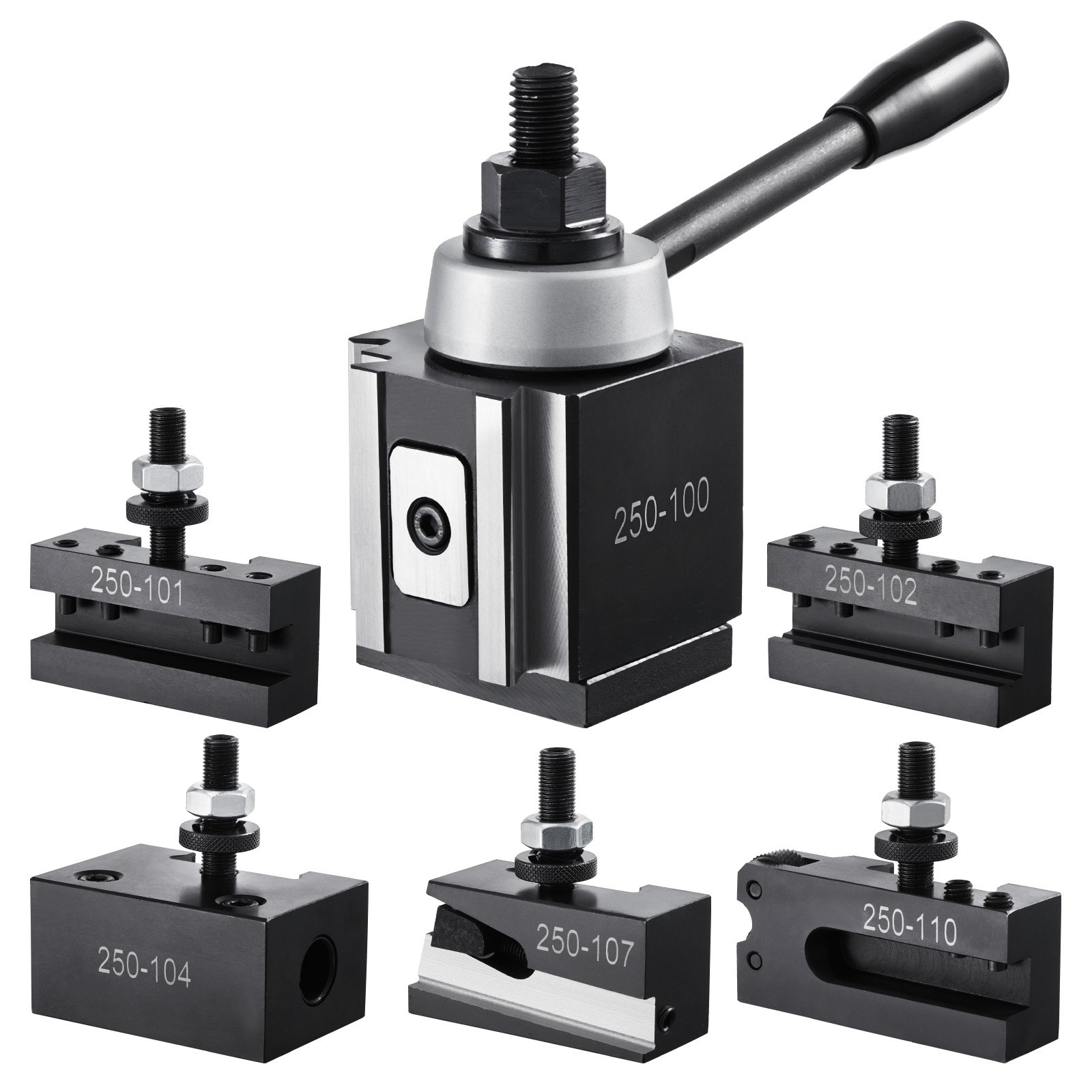 VEVOR Juego de 6 Portaherramientas de Cambio Rápido, Poste de Herramienta Tipo Cuña con Accesorios de Portaherramientas de Torneado, apto para Minitorno y Torno de Metal de 152,4 a 305 mm