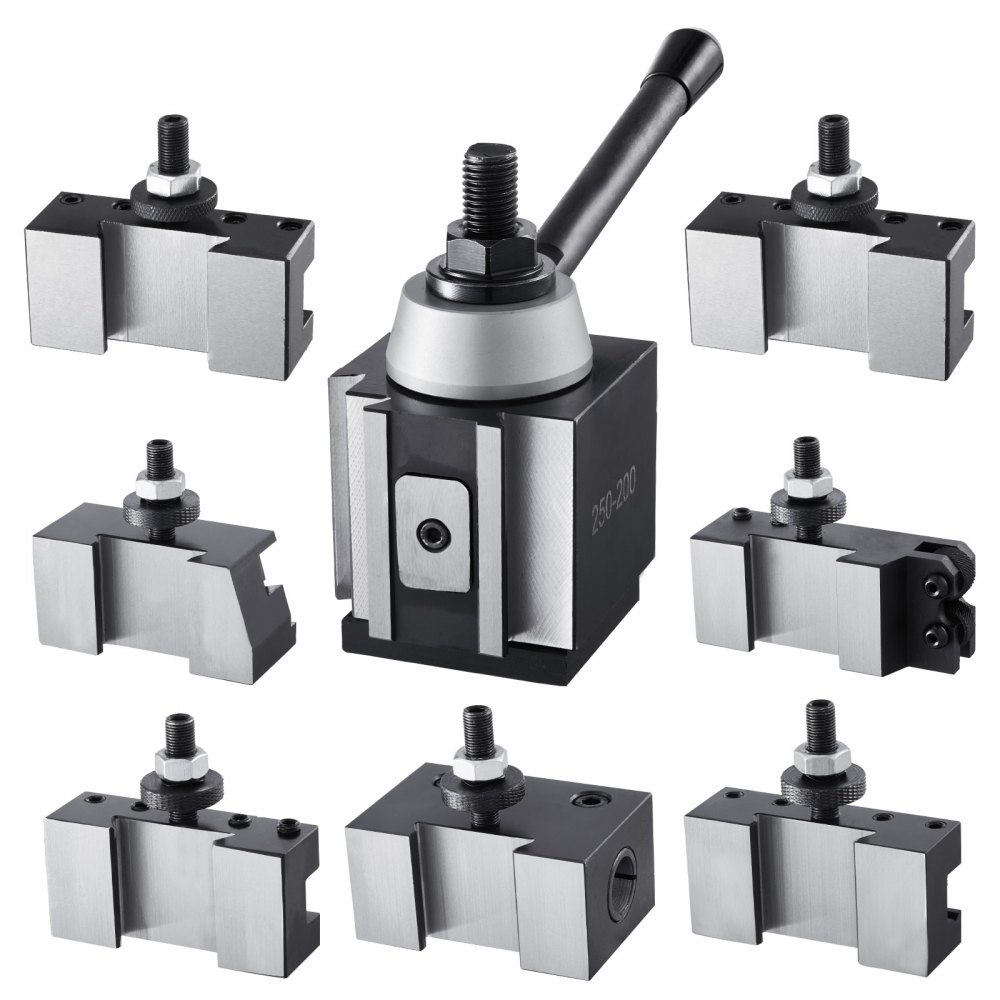VEVOR Juego de Portaherramientas de Cambio Rápido, 8 Piezas, Poste de Herramienta con Accesorios de Portaherramientas de Torneado, apto para Minitorno y Torno de Metal de 254 a 381 mm