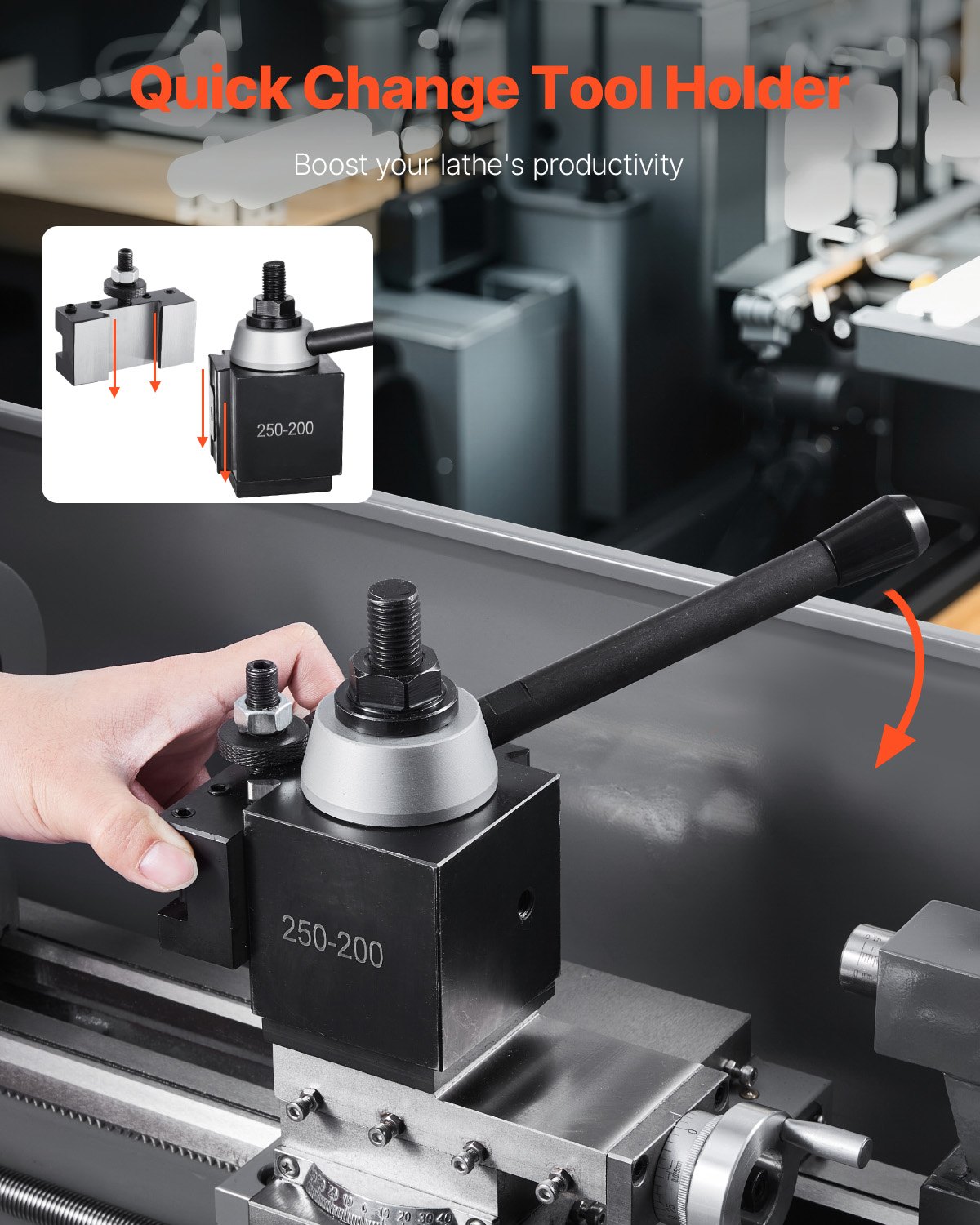 VEVOR Juego de Portaherramientas de Cambio Rápido, 8 Piezas, Poste de Herramienta con Accesorios de Portaherramientas de Torneado, apto para Minitorno y Torno de Metal de 254 a 381 mm