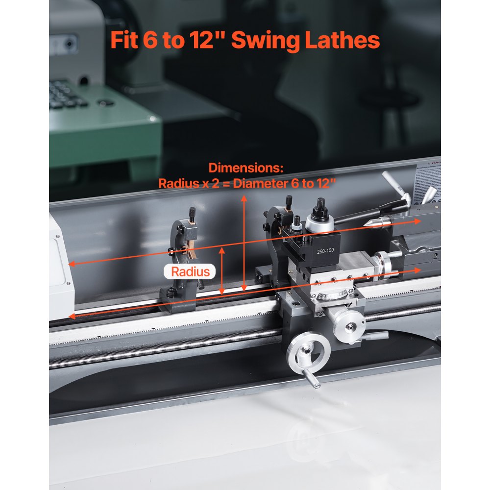 VEVOR 8 PCS Juego de Postes de Herramientas con Portaherramientas de Torno, Poste de Herramientas Tipo Cuña con Accesorios de Portaherramientas de Torneado para Minitorno y Torno de Metal 152,4-305 mm