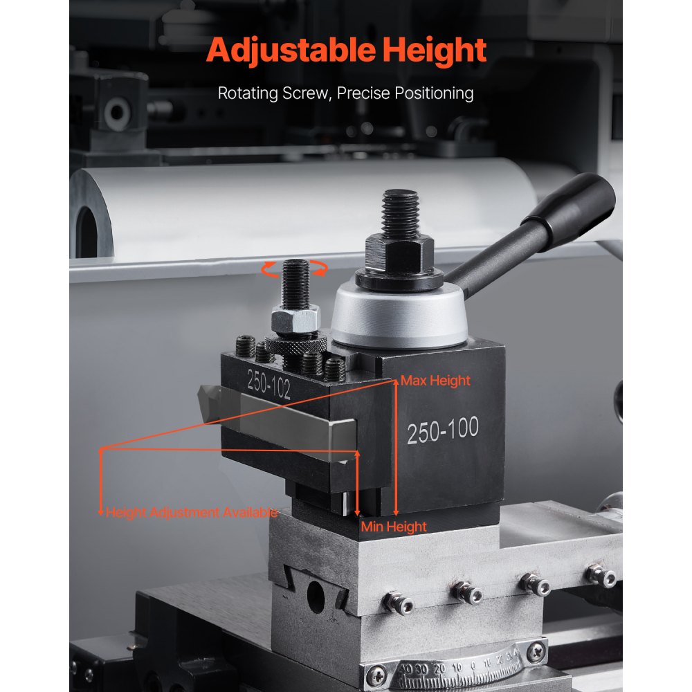 VEVOR Quick Change Tool Holder Set, 8-piece, Steel Holder, suitable for mini lathes and metal lathes with a swing diameter of 152.4 to 305 mm, ideal upgrade for your workshop