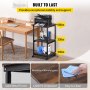 VEVOR Estante para Impresora de 3 Niveles Soporte para Impresora Oficina 48 x 39 x 77 cm Soporte Móvil para Impresora con Ruedas, Altura Ajustable, Material de Acero y Madera para Oficina y Hogar