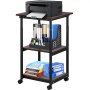 VEVOR Estante para Impresora de 3 Niveles Soporte para Impresora Oficina 48 x 39 x 77 cm Soporte Móvil para Impresora con Ruedas, Altura Ajustable, Material de Acero y Madera para Oficina y Hogar