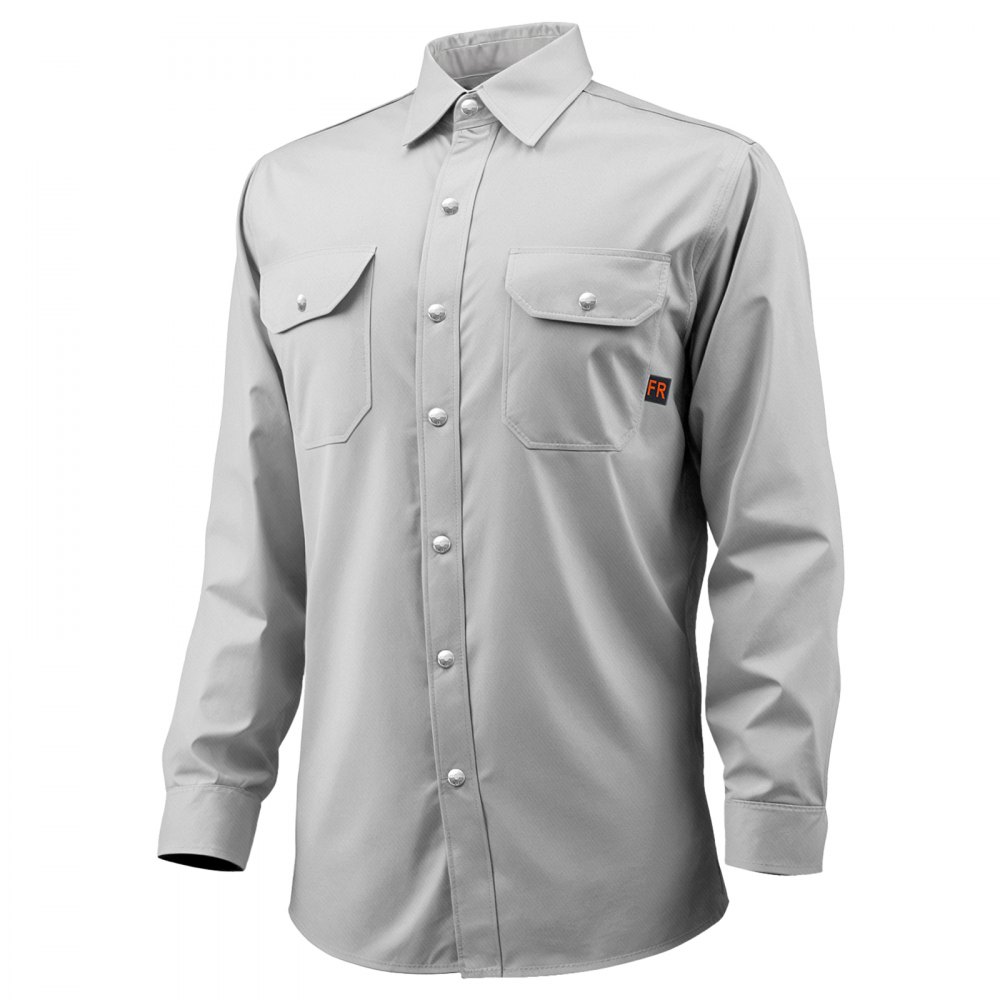 VEVOR Chaqueta de Soldadura Resistente al Fuego, Talla L, Algodón, Resistente al Calor Lavable a Máquina con Cuello, Puños y Bolsillos Ajustables, ATPV 9,2 cal/cm², 850,9 x 1295,4 x 647,7 mm, Gris