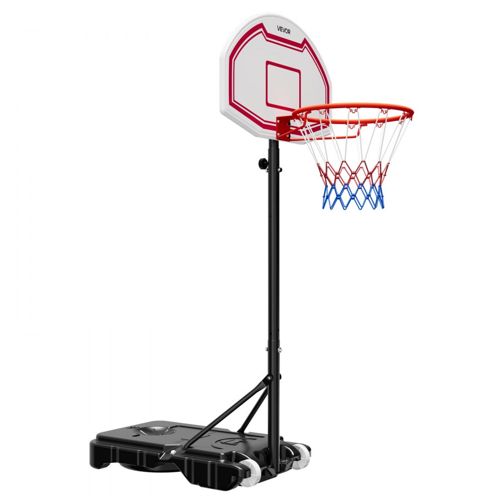 VEVOR Soporte de Baloncesto Portátil, Aro de Baloncesto Ajustable en Altura de 1,6 a 2,1 m, con Red de Nailon y Ruedas, para Patio o Piscina, 710 x 1260 x 2470 mm, para Diversión al Aire Libre