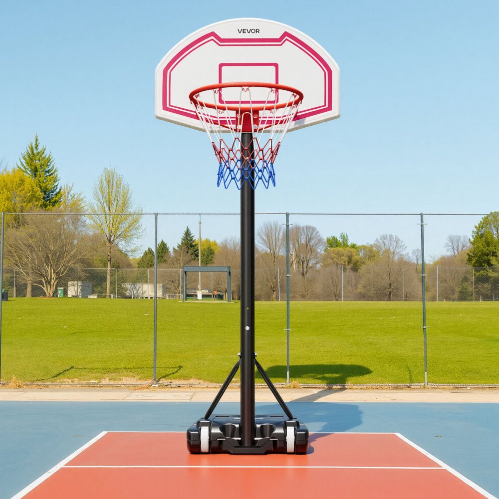 VEVOR Soporte de Baloncesto Portátil, Aro de Baloncesto Ajustable en Altura de 1,6 a 2,1 m, con Red de Nailon y Ruedas, para Patio o Piscina, 710 x 1260 x 2470 mm, para Diversión al Aire Libre
