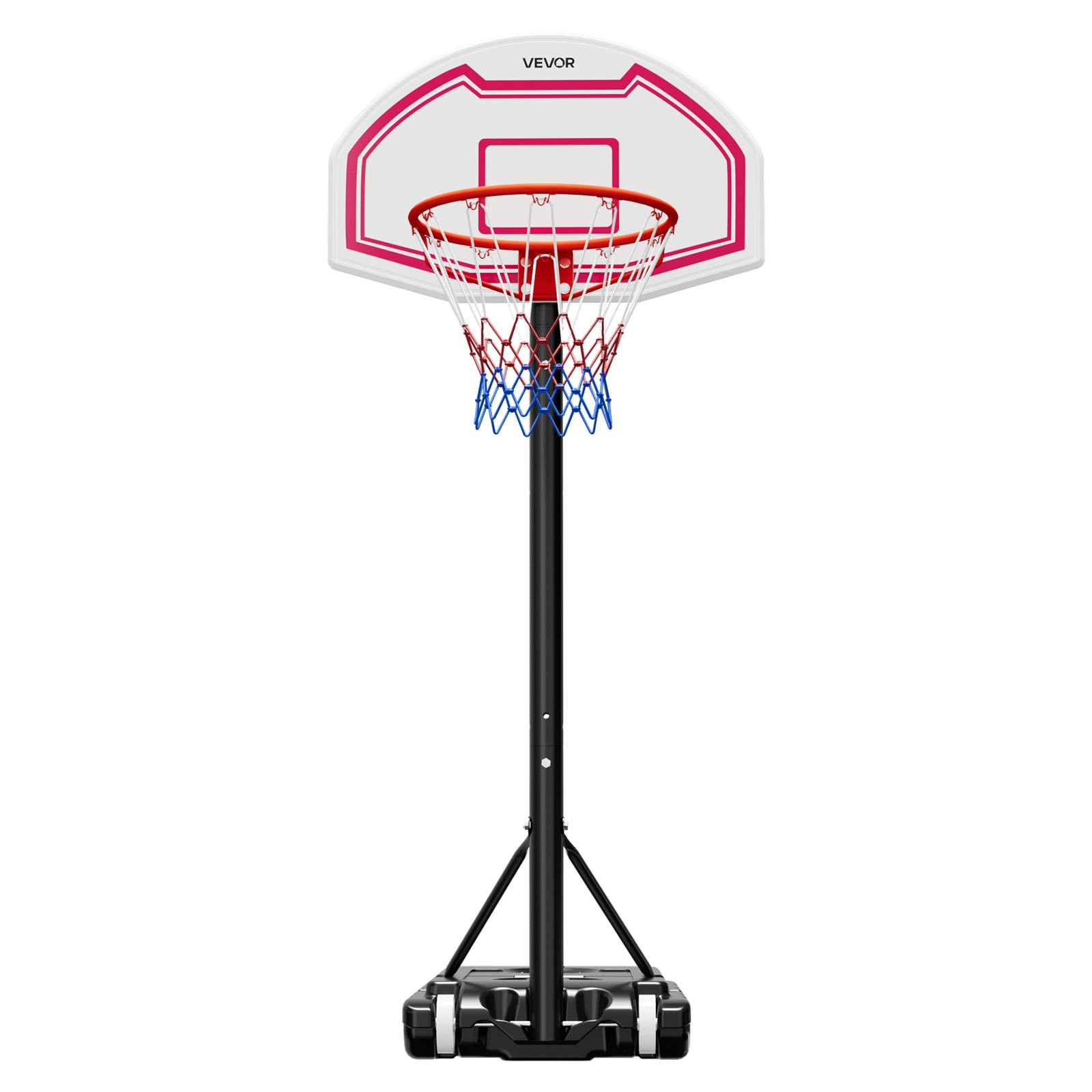 VEVOR Soporte de Baloncesto Portátil, Aro de Baloncesto Ajustable en Altura de 1,6 a 2,1 m, con Red de Nailon y Ruedas, para Patio o Piscina, 710 x 1260 x 2470 mm, para Diversión al Aire Libre