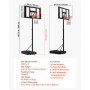 VEVOR Soporte de Baloncesto Portátil, Aro de Baloncesto Ajustable en Altura 1,35 a 3,05 m, con Red de Nailon y Ruedas, para Patio o Piscina, para Diversión al Aire Libre, 1100 x 1720 x 3600 mm
