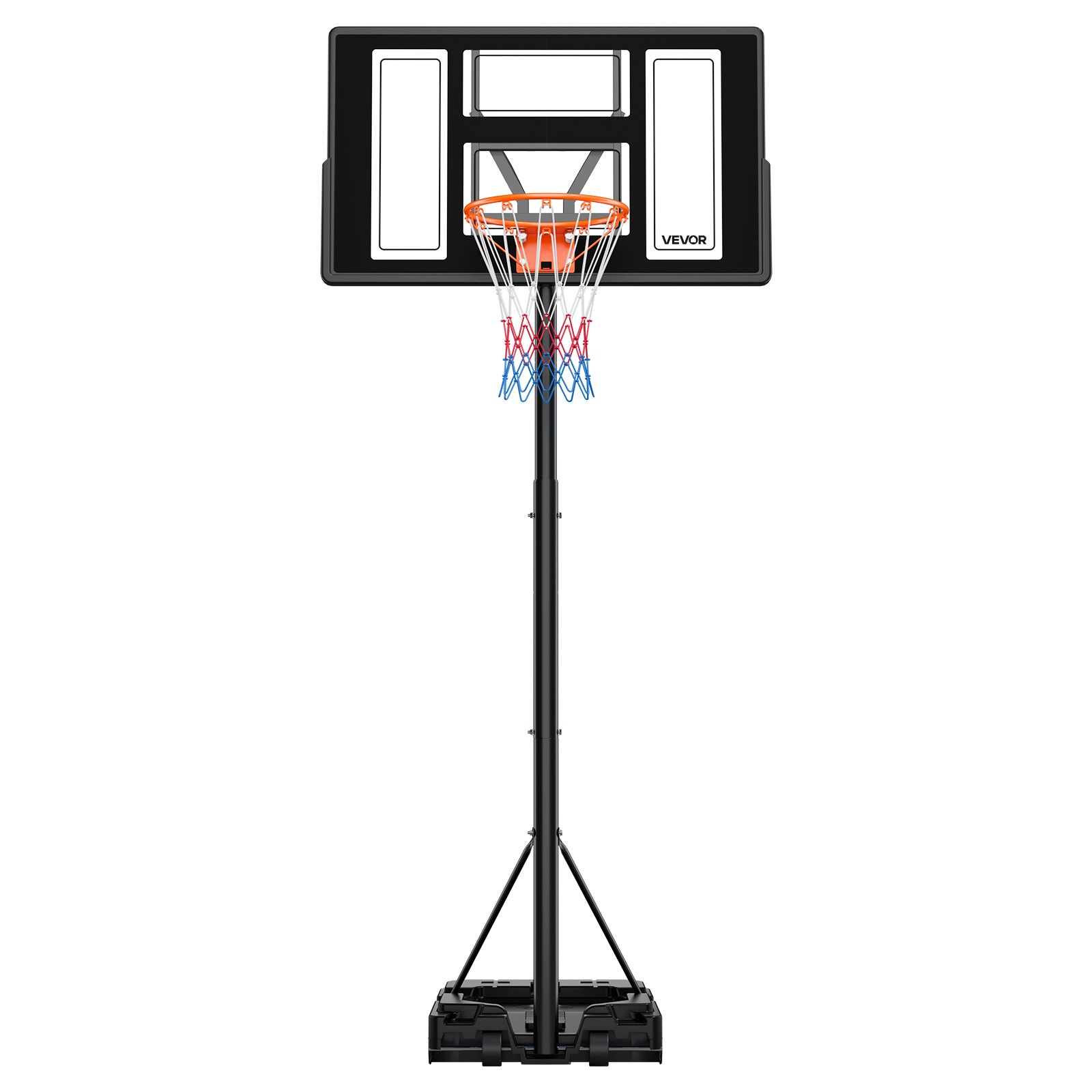 VEVOR Soporte de Baloncesto Portátil, Aro de Baloncesto Ajustable en Altura 1,35 a 3,05 m, con Red de Nailon y Ruedas, para Patio o Piscina, para Diversión al Aire Libre, 1100 x 1720 x 3600 mm