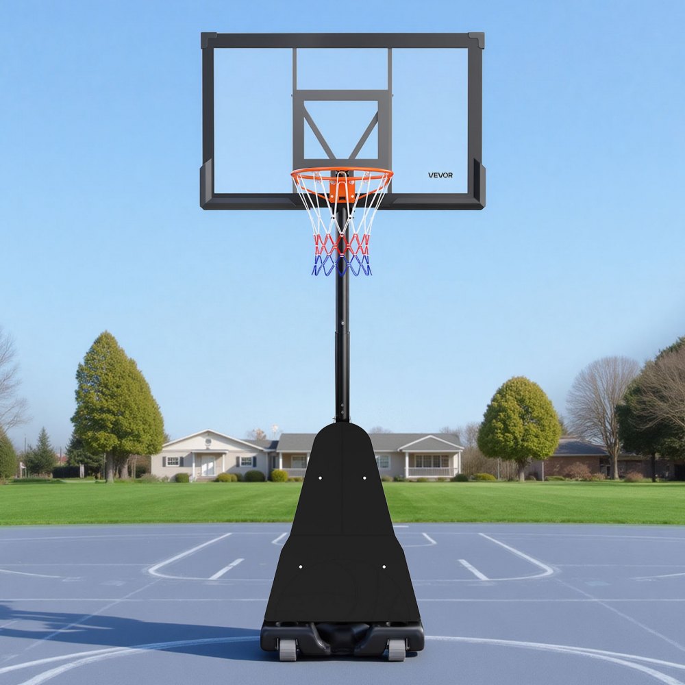 VEVOR Canasta de Baloncesto Altura Ajustable 2,3 a 3,05 m, Soporte de Baloncesto Portátil con Ruedas, Tablero de 1,3 m, Base Rellenable, Acero Reforzado para Niños Adultos Colegio Interior Exterior