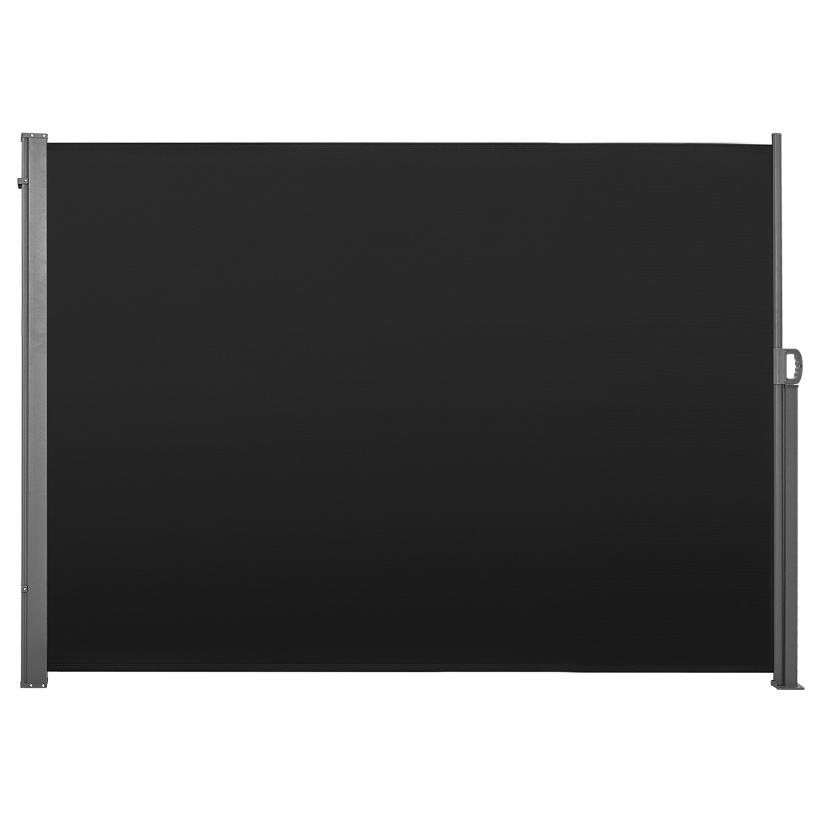 VEVOR Toldo Lateral Retráctil 180 x 300 cm, Pantalla Privacidad Exterior, Mampara Parasol para Patio, Protector Solar a Prueba de Viento y Lluvia, Marco de Metal, para Balcón Jardín Terraza, Negro