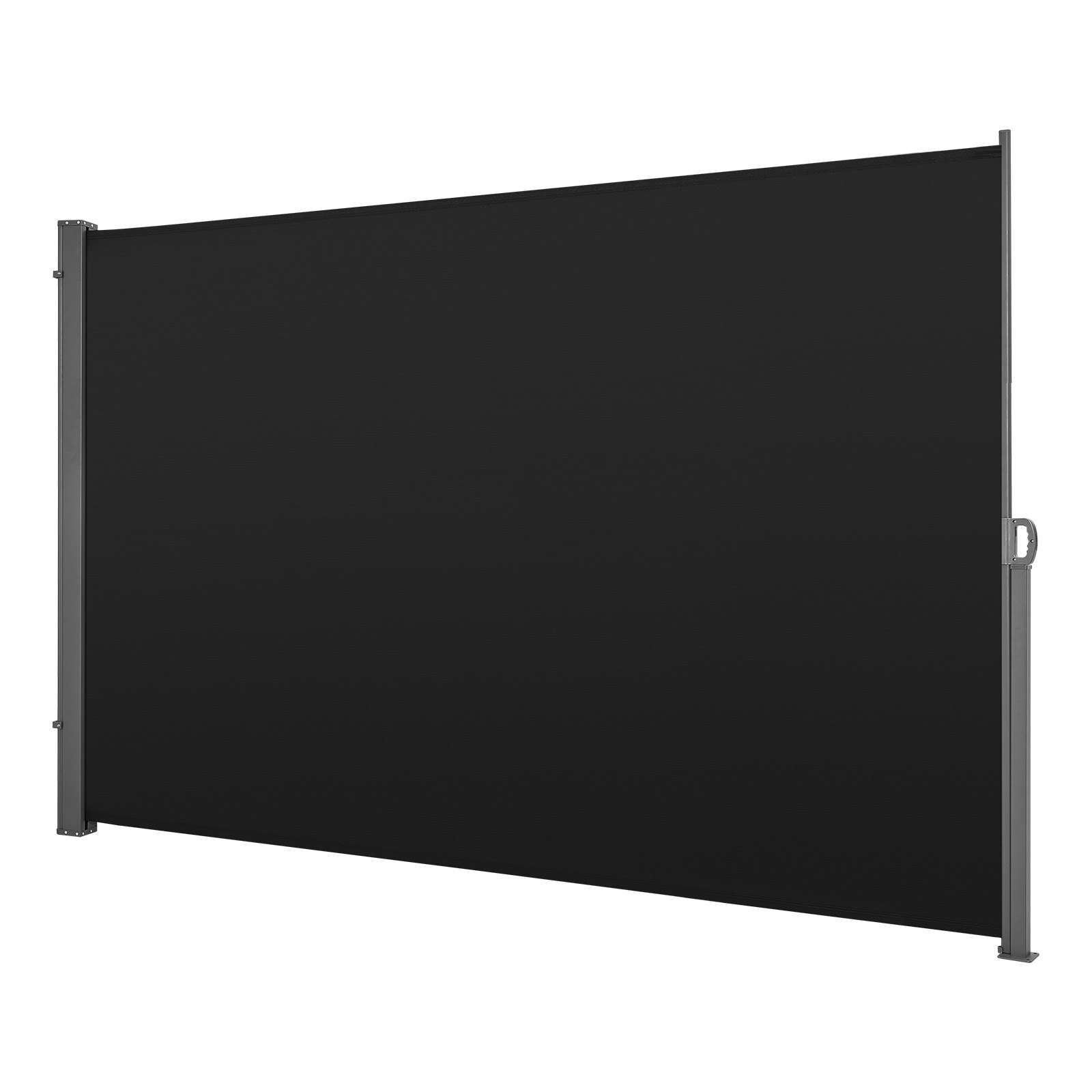 VEVOR Toldo Lateral Retráctil 180 x 300 cm, Pantalla Privacidad Exterior, Mampara Parasol para Patio, Protector Solar a Prueba de Viento y Lluvia, Marco de Metal, para Balcón Jardín Terraza, Negro