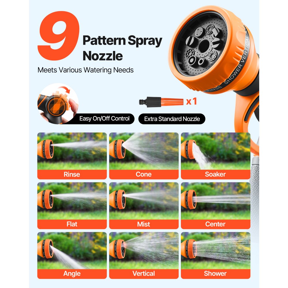 VEVOR Carrete de Manguera Retráctil Giratorio de 180° Carrete Automático de Manguera Montado en Pared Manguera Enrollable Automática 25 m x 12 mm para Regar Césped Jardín, Lavar Auto, Bañar Mascota