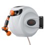 VEVOR Hose Reel for Water 25m x 12mm with Wall Mount, Carrying Handle, Hose Reel with 9-Pattern Spray Nozzle & Garden Hose, 180° Swivel, Wall-Mounted Hose Box with Automatic Rewind, for Watering and Car Washing