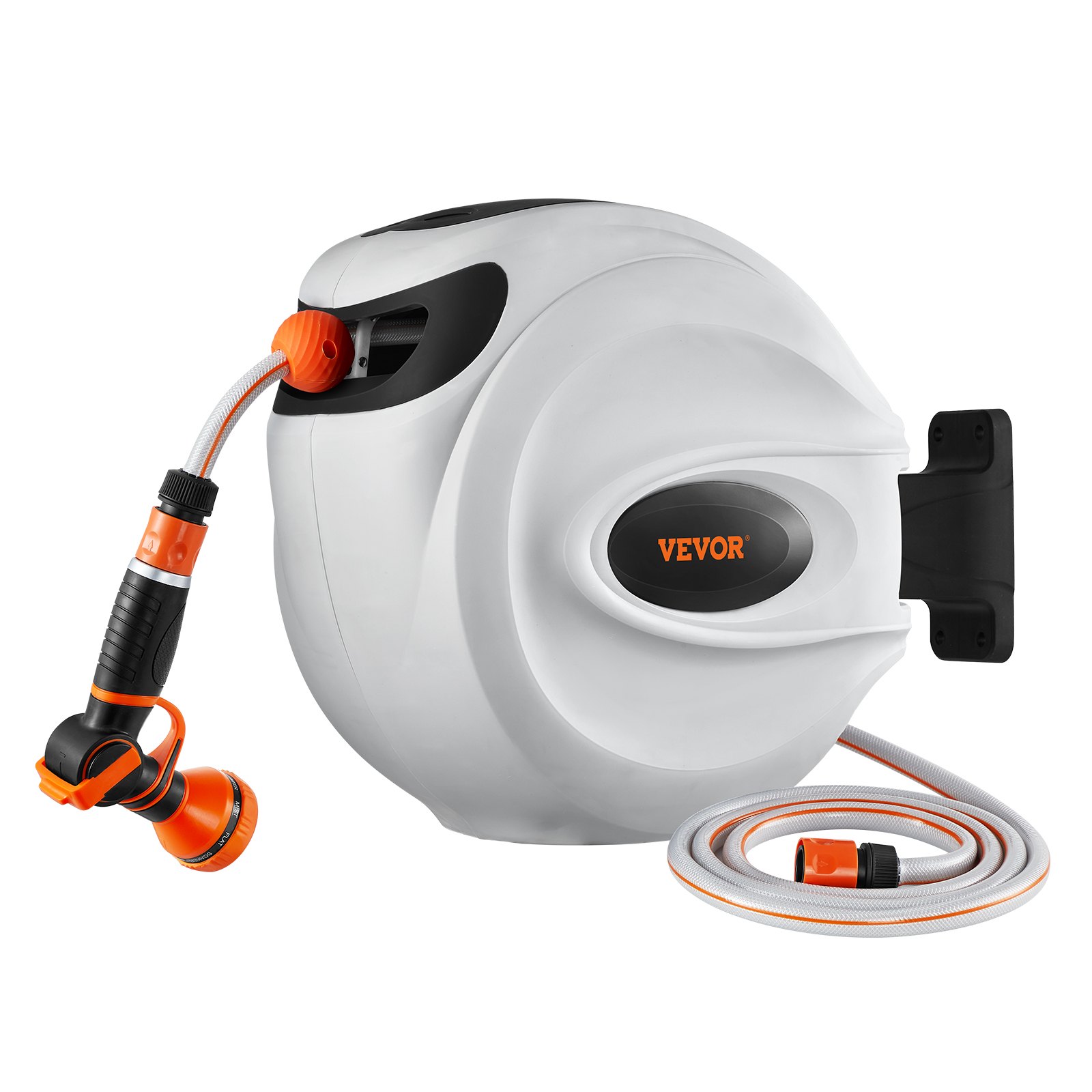 VEVOR Carrete de Manguera Retráctil Giratorio de 180° Montado en Pared 25mx12mm