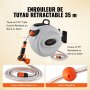 VEVOR Carrete de Manguera Retráctil Giratorio de 180° Carrete Automático de Manguera Montado en Pared Manguera Enrollable Automática 35 m x 12 mm para Regar Césped Jardín, Lavar Auto, Bañar Mascota