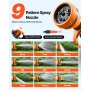 VEVOR Carrete de Manguera Retráctil para Montaje en Pared para Jardín 12 mm x 30 m con Boquilla de 9 Patrones, Bloqueo de Cualquier Longitud, Rebobinado Automático y Soporte Giratorio de 180°
