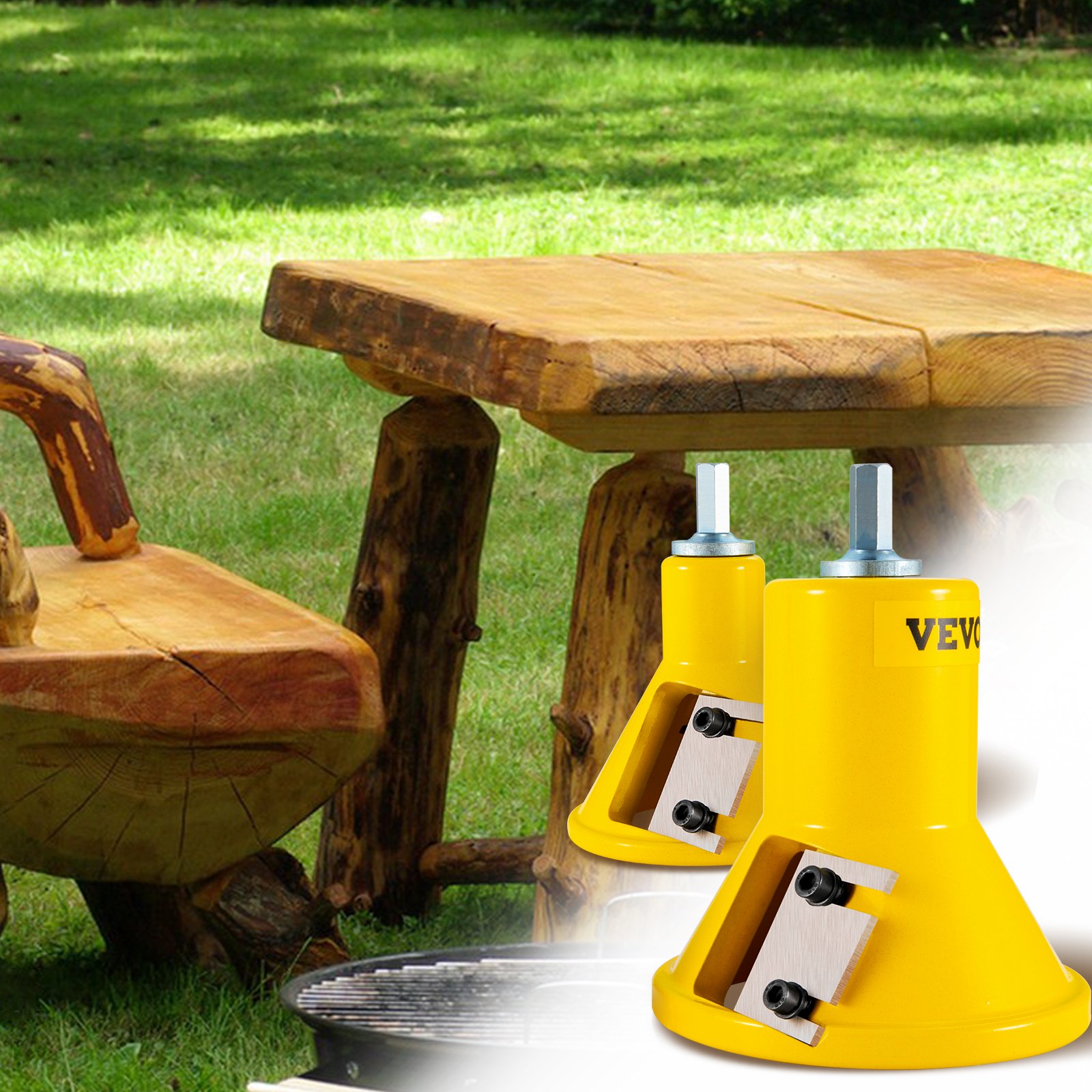 Cortador de espiga VEVOR, 1\"/25,4 mm y 2\"/50,8 mm de diámetro, con cuchillas rectas dobles y tornillos de botón, kit maestro para el hogar, cortador de muebles de troncos de aluminio y acero de prim