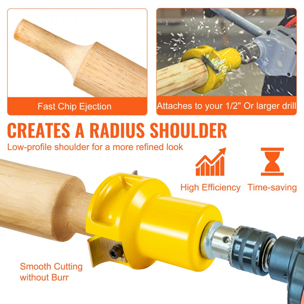 VEVOR Cortador de espiga, 1,5" / 38 mm de diámetro, cortador de muebles de troncos de aluminio y acero de primera calidad, con cuchillas curvadas dobles y tornillos de botón, kit maestro para el hogar