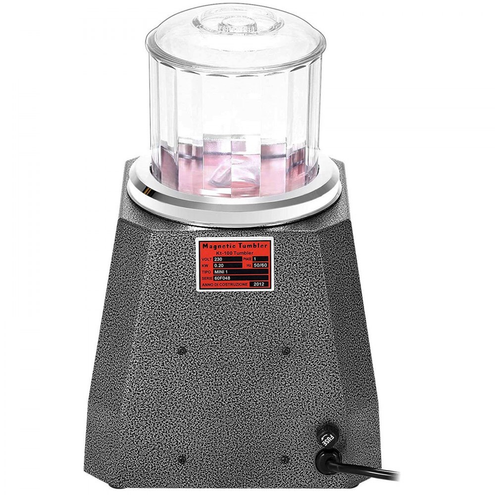 VEVOR Pulidora Magnética para Joyas KT-1005, Pulidora Giratoria para Joyería 100 g # 5, Pulidora Profesional de Tambor Giratorio Rotación Bidireccional de 2000 RPM para Metales Ligeros