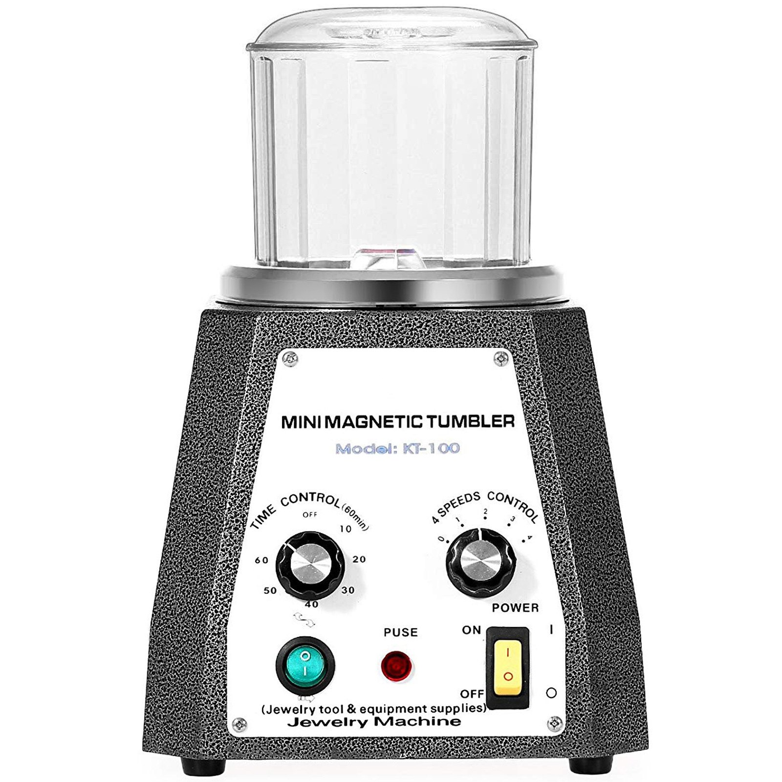 VEVOR Pulidora Magnética para Joyas KT-1005, Pulidora Giratoria para Joyería 100 g # 5, Pulidora Profesional de Tambor Giratorio Rotación Bidireccional de 2000 RPM para Metales Ligeros