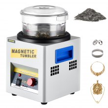 VEVOR Pulidora Magnética para Joyas Kt-185, Pulidora Giratoria para Joyería 180 mm, Pulidora Profesional de Tambor Giratorio Rotación Bidireccional 2000 RPM Pulidor de Joyas con Vaso Magnético