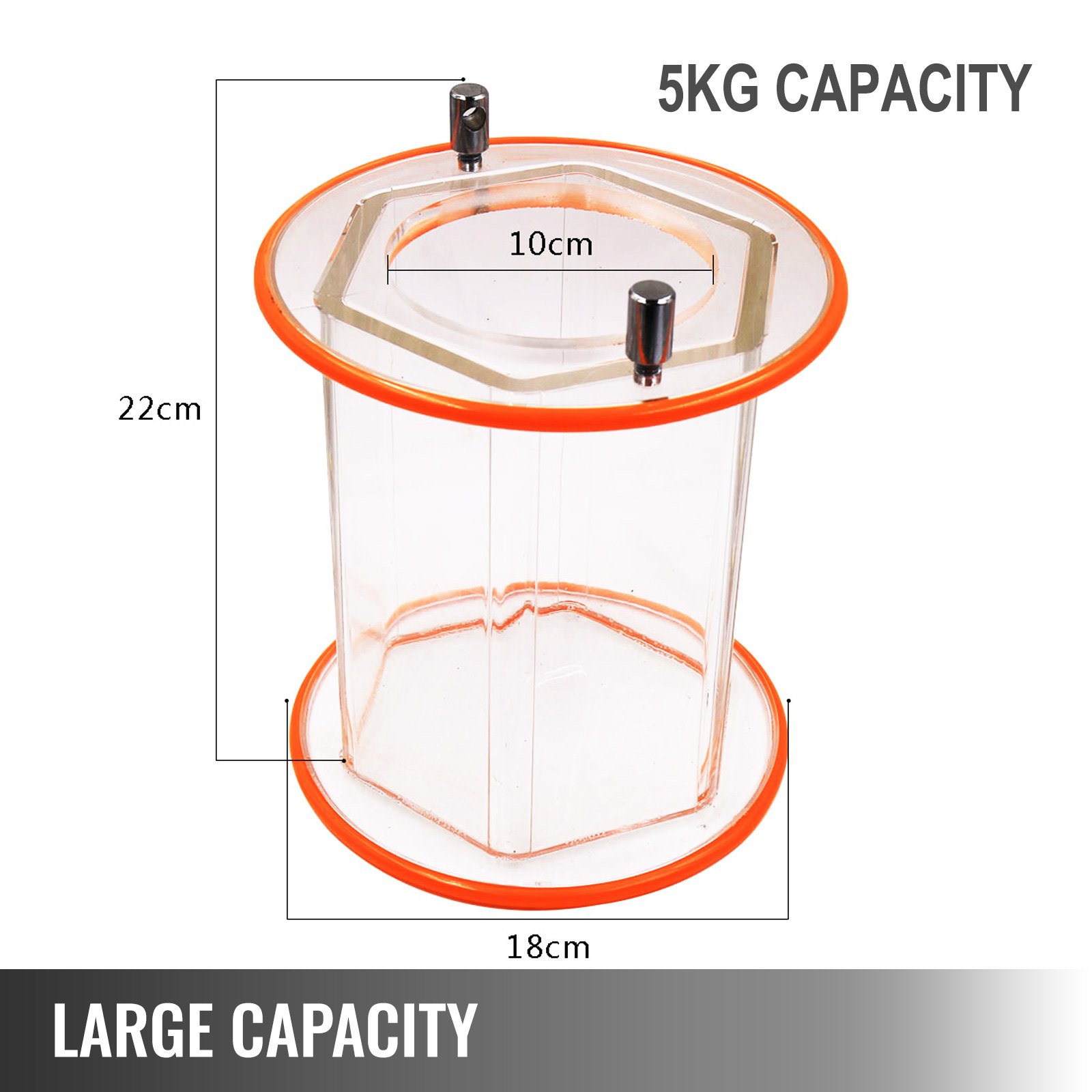 VEVOR Vaso Pulidor de Joyas de Capacidad de 5 L, Pulidora Vaso Giratorio 190 x 180 mm, Dimensiones del Cilindro de Vidrio Pulidora de Superficies, con 5 Velocidades y Temporizador de 10 a 60 min