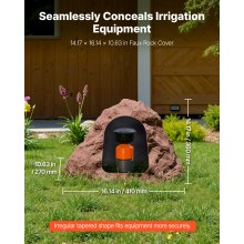 VEVOR Cubierta de Roca Artificial Decorativa para Jardín, de HDPE, Aspecto Realista, Piedra Hueca para Ocultar la Bomba de Pozo, Paisajismo Exterior, Marrón, Tamaño Pequeño, 360 x 410 x 270 mm